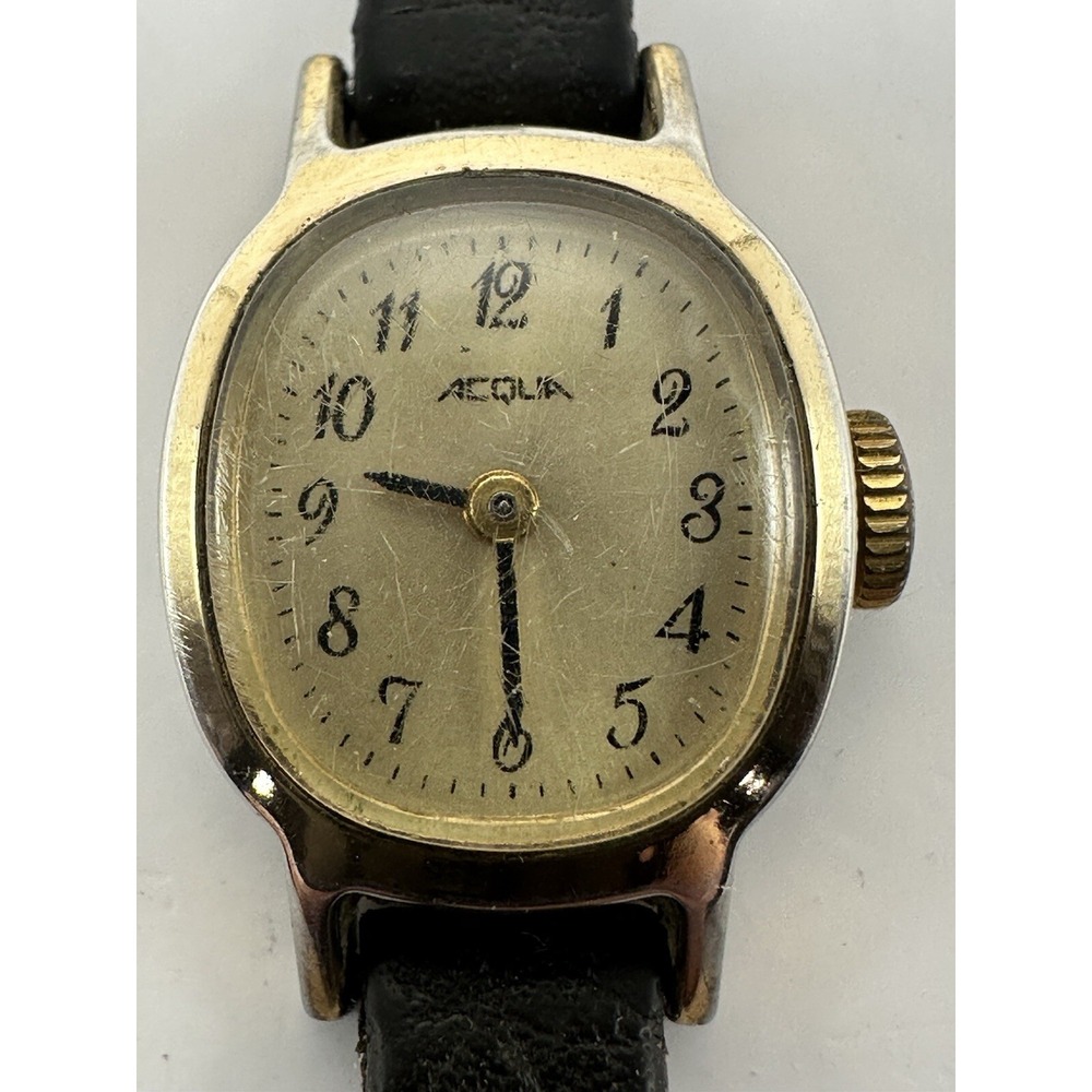 Acqua Vintage Ladies Watch Manual Wind 18MM 7" Leather Band C40‎